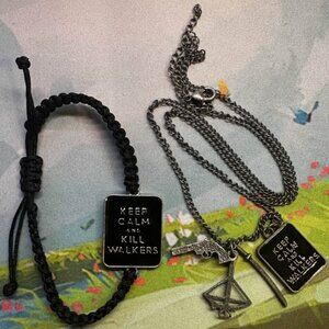 AMC The Walking Dead Necklace & Bracelet Duo Walkers Zombie Carl Rick Daryl Fan